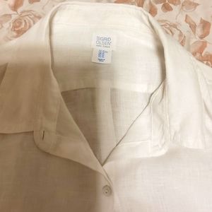 SIGRID OLSEN Crispy White Linen Versatile Sleeve Blouse (XL)